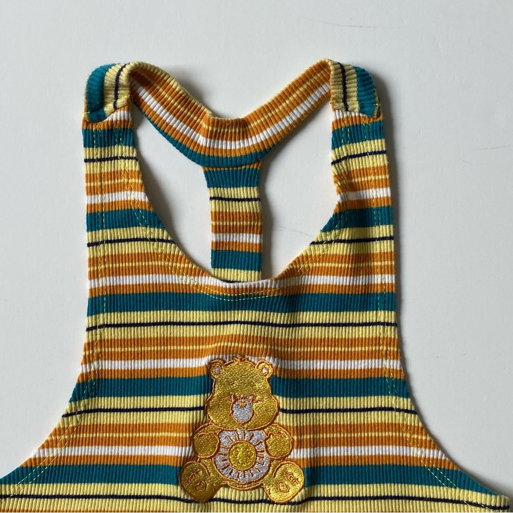 Care Bears Size Small 6 7 Funshine Bear Orange Green Tank Top Stripes Girls EUC - Picture 3 of 16